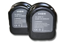 vhbw 2x Batteries compatible avec Dewalt DC745KA, DC745KB, DC756KA, DC756KB, DC840KA, DC841KA outil électrique (2000mAh NiMH 12 V)