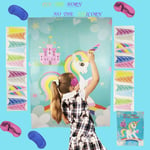 Pin The Horn On Unicorn Party Game Decoration Festiv Blue