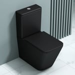 Wc à Poser Céramique Noir Mat Toilette avec Réservoir de Toilette Abattant Silencieux avec Frein de Chute Stand112T - Doporro
