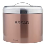 Stainless Steel Powder Coated Oval Shape Bread Bin with Lid Loaf Storage Food Box in Silver, Copper & White Colors by Crystals® (Copper)