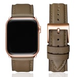 SUNFWR Leather Bands for Apple Watch Strap 45mm 44mm 42mm,Men Women Replacement Genuine Leather Strap for iWatch SE Series 7 6 5 4 3 2 1 Sport,Edition(42mm 44mm 45mm,Taupe&Rosegold)