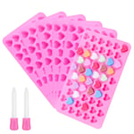 TANCUDER 6 PCS Heart Silicone Mould 55-Cavity Ice Cube Molds Trays Non-Stick Gummy Sweet Moulds DIY Wax Melt Moulds Valentine’s Baking Molds with 2 Droppers for Chocolate Cake Jelly Candy, BPA Free 