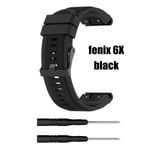 For Garmin Fenix 6 6s 6x 5 5s 5x Silicone Watch Band 20mm 22mm Black