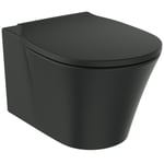Ideal Standard Connect Air væghængt toilet med åben skyllekant og sæde i sort