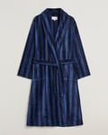 Derek Rose Cotton Velour Striped Gown Navy/Blue