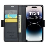 CaseMe Slim Plånboksfodral RFID-skydd iPhone 15 Pro svart