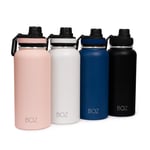 BOZ Stainless Steel Water Bottle XL - Monaco Blue (1 L / 32oz) Wide Mouth, BPA Free, Vacuum Double Wall Insulated 1 Litre Metal Water Bottles 1ltr