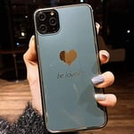 ECMQS Couple Letter Case For Iphone 11 Pro Max Xs Xr X 8 7 Plus Plating Soft Tpu Case Heart Cover For Iphone 11 Pro For iPhone XS Blue Heart
