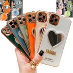 Heart Shaped Makeup Mirror Case for iPhone, Luxurious Glitter Bling Anti-Drop and Anti-Scratch Soft Case (Orange,for iphone 11 Pro)