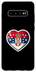 Coque pour Galaxy S10+ Bannière Serbe Vintage Fan Serbie Drapeau Coeur Rétro Art