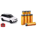 CMJ RC Cars TM Range Rover Sport Remote Control Car 1:24 scale with Working LED Lights, Radio Controlled Supercar & Amazon Basics AA 1.5 Volt Performance Alkaline Batteries - Pack of 8