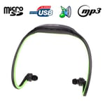 Casque MP3 sport sans fil lecteur audio Running vélo Micro SD Vert