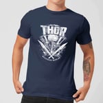T-Shirt Homme Marvel - Thor Ragnarok - Logo du Marteau de Thor - Bleu Marine - L