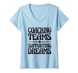 Womens Coaching Teams Supporting Dreams Baseball Player Coach V-Neck T-Shirt