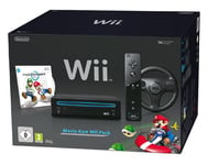 Console Wii noire Nintendo + Wiimote Plus + Mario Kart Wii + Volant