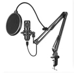 Professionell mikrofon inkl. stativ för musik, podd och streaming