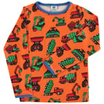 Småfolk Mønstret Langermet T-skjorte Med Maskiner Oransje | Oransje | 7-8 years