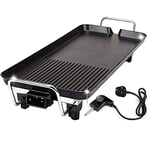 Electric Griddle 1500W Powerful Adjustable Temperature Smokeless Barbecue Hot Plate Non-Stick Plates Electric Teppanyaki Table Top Portable BBQ Grilling Grill Indoor or Outdoor,Large