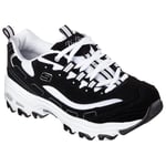 Skechers Women's D Lites Biggest Fan Black/White Low Top Sneaker Shoes Footwear