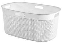 Keter Curver Bathroom Laundry Basket, White, 45 Litre Capacity, 100% Recycled, 45 x 35 x 61 H