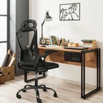 Haloyo - Chaise de Bureau Ergonomique Avec Accoudoirs,Fauteuil en Maille Confortable, Charge 150kg,49 x 48 x 106cm,noir