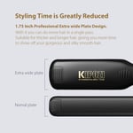 KIPOZI Hair Straighteners Black Wide Titanium 3D Flat Iron LCD Digital Display
