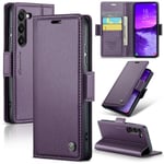 CaseMe Slim Plånboksfodral RFID-skydd Samsung Galaxy S25 Lila