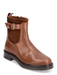 Belt Bootie Material Mix Shoes Boots Ankle Boots Ankle Boots Flat Heel Brown Tommy Hilfiger