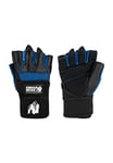 Gorilla Wear - Dallas Wrist Wrap Gloves - Noir/Bleu - Bodybuilding et Accessoires de Fitness pour Homme et Femme - avec Logo pour Un Meilleur Maintien - Taille XXL
