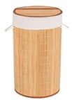 WENKO Panier à linge Bamboo, corbeille à linge avec sac à linge sale amovible, capacité 55L, Bambou, Ø 35x60 cm, marron