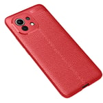 Xiaomi Mi 11 Case, Cruzerlite Carbon Fiber Texture Design Cover Anti-Scratch Shock Absorption Case for Xiaomi Mi 11 (Leather Red)