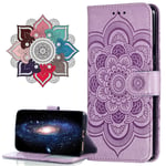 MRSTER Samsung Galaxy A52 Case Flip Premium Wallet Phone Case PU Leather Mandala Embossed Shockproof Cover with Kickstand Card Holder for Samsung Galaxy A52. LD Mandala Purple