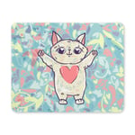 Valentines Day Cat Cute Pet Art Rectangle Non-Slip Rubber Laptop Mousepad Mouse Pads/Mouse Mats Case Cover for Office Home Woman Man Employee Boss Work