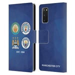 Head Case Designs Officially Licensed Manchester City Man City FC 1894 Navy Blue Geometric Historic Crest Evolution Leather Book Wallet Case Cover Compatible With Samsung Galaxy S20 / S20 5G