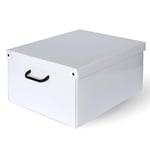 Lavatelli Boîte de Rangement en Carton avec Couvercle, Organisateur pour Vêtements, Chambre ou Bureau, Blanc, 40x50x25 cm