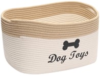 Xbopetda Dog Toy Basket, Cotton Rope Storage Basket, Laundry Basket Storage Bin Pet Toy Organizer Box - Perfect for Holding Pet Clothes/Blankets/Treats-Beige/Khaki