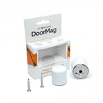 DoorMag Aimant de porte à deux volets | Butée de porte et aimant avec loquet | Vis de fixation incluses (blanc)