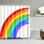FANG2018 Watercolor Painting Rainbow on White Background Red Yellow Blue Green Purple Bathroom shower curtain durable fabric mildew bathroom accessories creative with 12 hooks 180X180CM