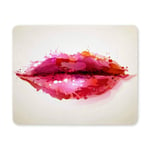 Watercolor Beautiful Woman Lips with Abstract Blots Rectangle Non Slip Rubber Mousepad, Gaming Mouse Pad Mouse Mat for Office Home Woman Man Employee Boss Work