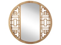 Spegel Ljusträ Rund 60 cm Träram Handgjord Geometrisk Rustik