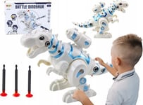 Leantoys Robot Dinosaurie Med Pilkastare Ljus Ljud Vit