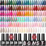 40-delars Set med Semipermanent Nagellack, 35 Färger Röd Vit Nude Svart Glitter Höst Semipermanent UV Nagelgel