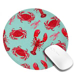 Small Round Mouse Pad 7.9X7.9inch Red Crabs Lobster Non-Slip Rubber Desktop Working Mouse Mat Gaming Computer PC Mousepad for Home/Office