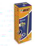Bic Stylo bille Cristal Original Shine - Pointe Moyenne (1,0 mm) Encre Noire et Corps doré