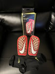 Nike Mercurial FlyLite Football Shin Guards Sz L Red White SP2121 671