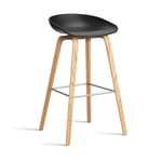 HAY About a Stool 32 High barstol lackerat ekstativ 2.0 Svart-rostfritt stålstöd