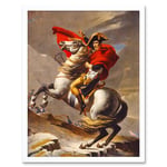 Napoleon Bonaparte Portrait Painting France Emperor Crossing the Alps on a Horse Art Print Framed Poster Wall Decor 12x16 inch