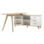 Bureau d'angle scandinave chêne/blanc Losana Chêne/blanc