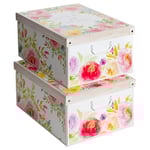 Lavatelli Lot de 2 boîtes de rangement en carton, avec couvercle, pour ranger, fleurs, 39x50x24 cm SWEET HOME