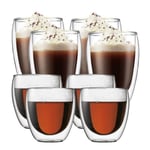 Bodum - Pavina Kaffeglas dubbelväggad 25 cl + 35 cl 8-pack Klar